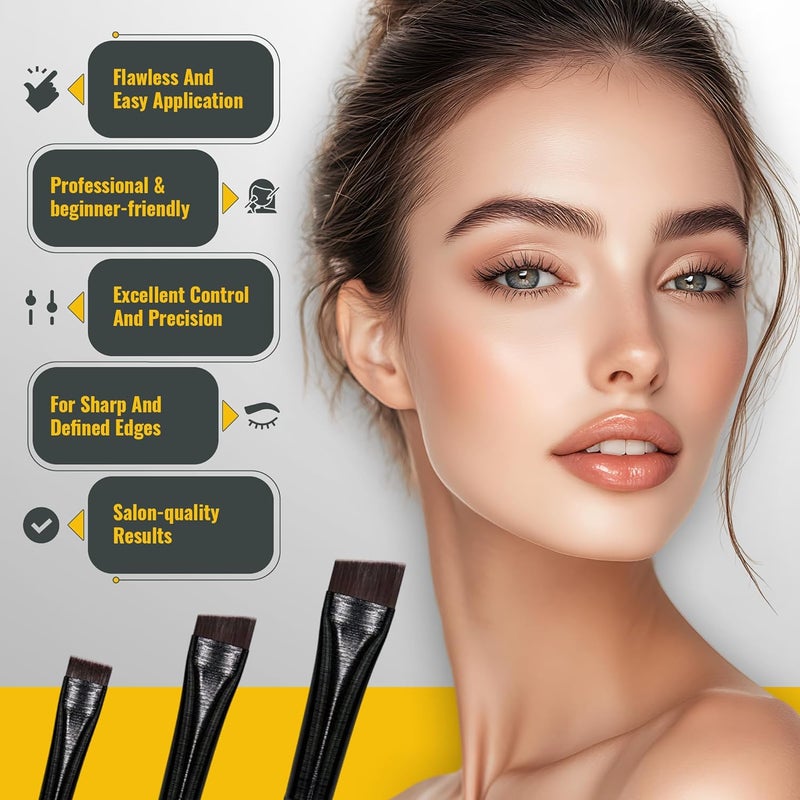 LIUDEX Eyeliner & Eyebrow Brush Set | Fine Angled, Slanted, Ultra-Thin Flat Makeup Brushes for Precision Gel & Brow Tinting with Soft Synthetic Hairs - Image 3
